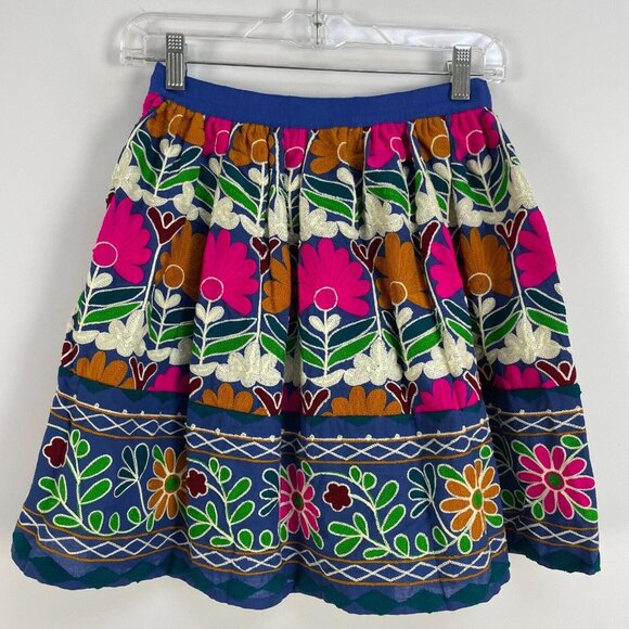 NWT All Things Mochi Womens Small Floral Embroidered Mini Skirt 100% Cotton - Picture 5 of 10